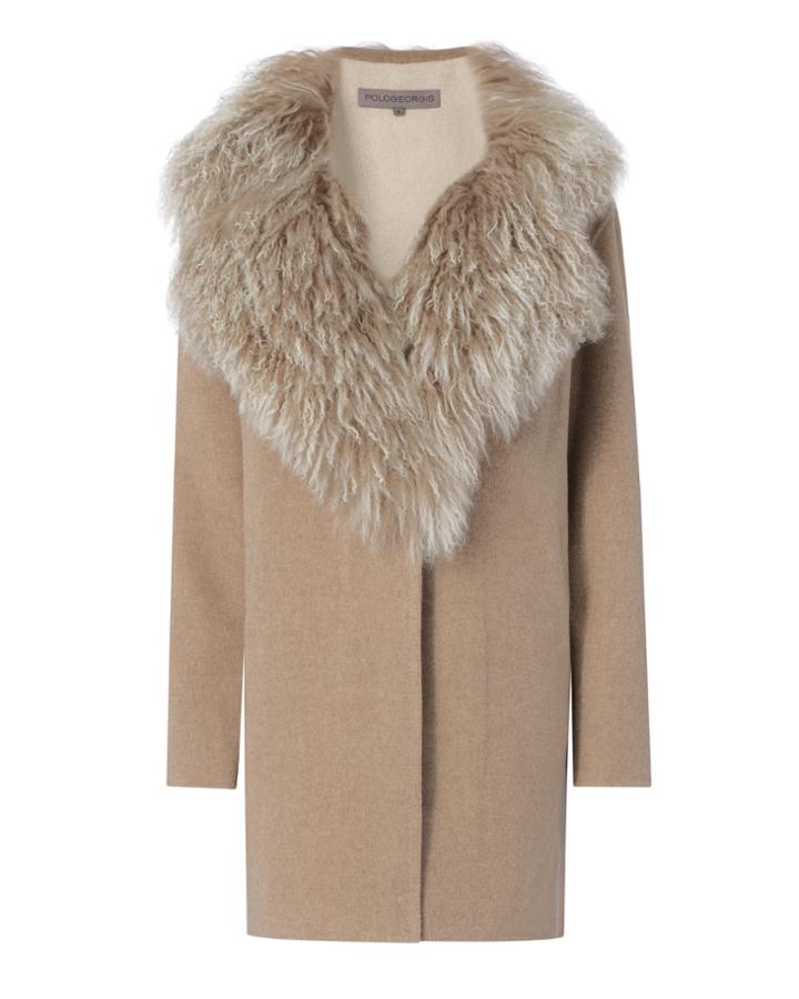 Pologeorgis Mongolian Trim Wool Coat