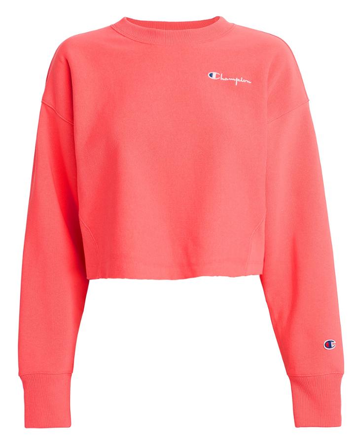 Champion Reverse Weave Cropped Pink Sweatshirt Pink P