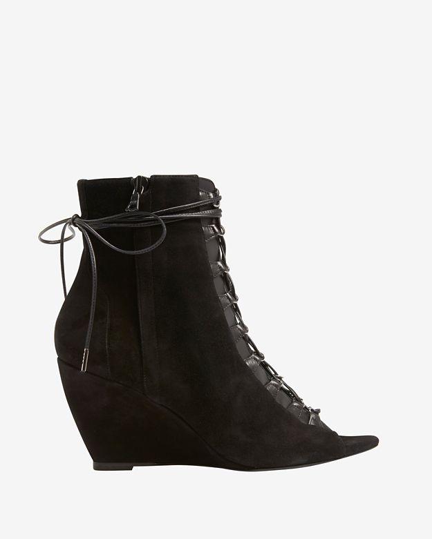 Narciso Rodriguez Lace-up Peep Toe Suede Bootie