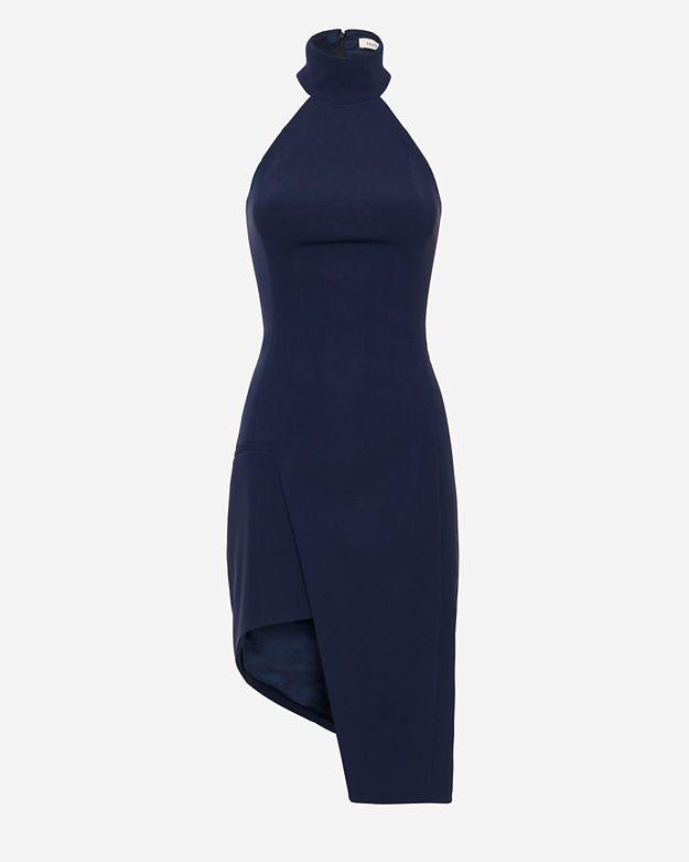 Mugler Asymmetric Dress: Navy