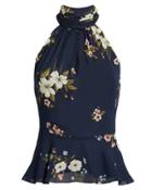 Joie Abbigayl Halter Floral Blouse Navy Floral 4