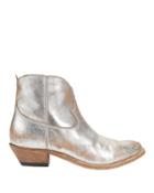 Golden Goose Young Cowboy Metal Tip Boots Silver 38