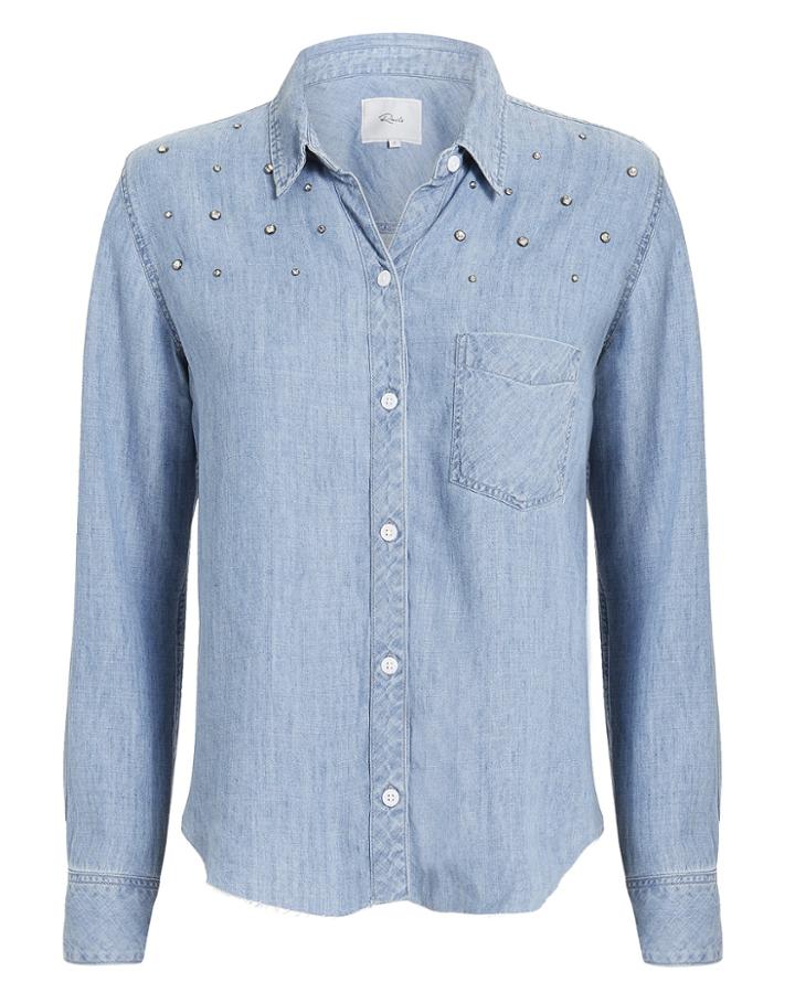 Rails Phoenix Embellished Top Blue Denim S