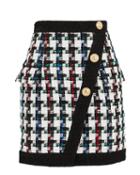Balmain Houndstooth Mini Skirt Blk/wht 36