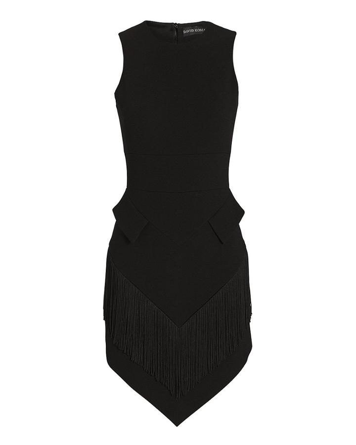 David Koma Fringe Triangle Hem Dress Black 8
