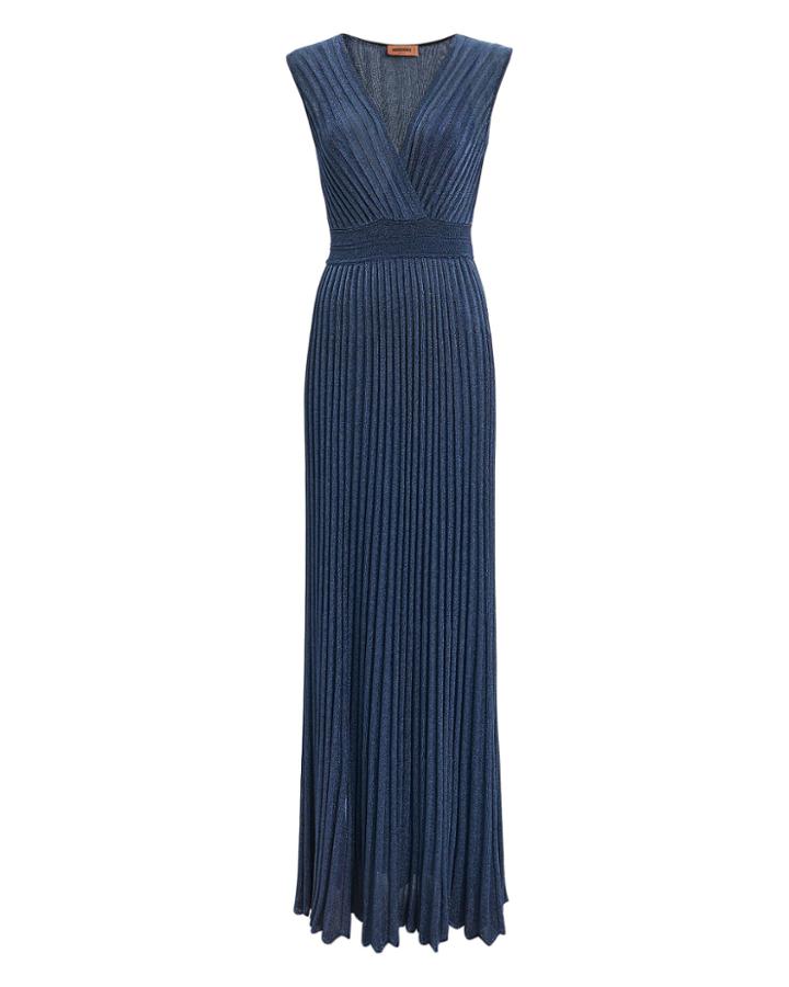 Missoni Lurex Pleated Gown Navy 40