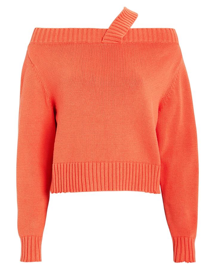 Rta Beckett Knit Cotton Sweater Coral M