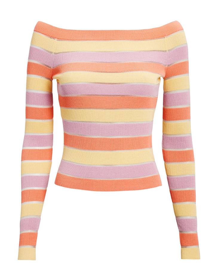 Exclusive For Intermix Intermix Delia Striped Knit Top Orange/yellow/lavender P