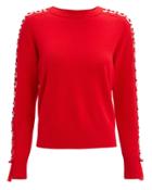 Jonathan Simkhai Metal Detail Open Sleeve Sweater Red M