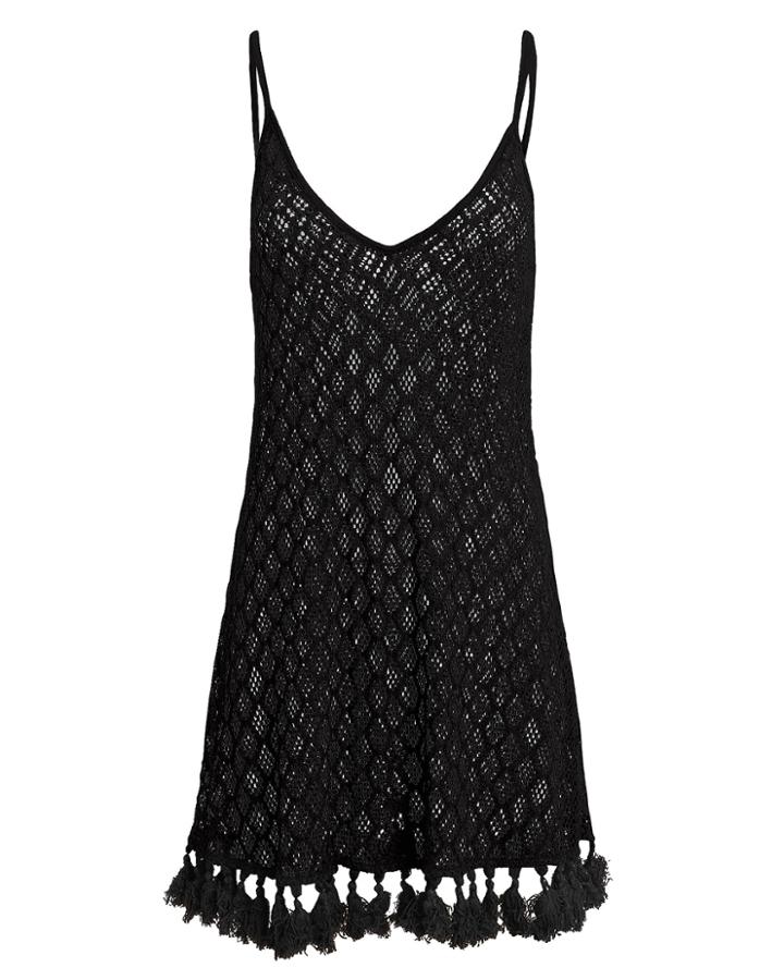 Nightcap Clothing Tassel Finish Coverup Dress Black S