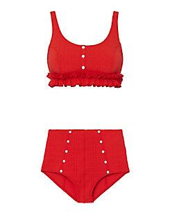 Lisa Marie Fernandez Colby Ruffle High-waisted Bikini