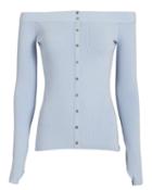 Exclusive For Intermix Intermix Delphine Off Shoulder Blue Knit Sweater Blue-lt M