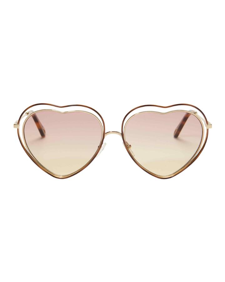 Chloe Chlo Poppy Heart-shaped Sunglasses Pink 1size