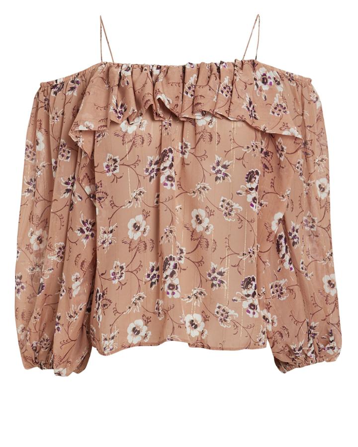 Ulla Johnson Coline Caf Off Shoulder Top Cafe/floral 4