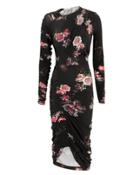 Preen By Thornton Bregazzi Rene Floral Ruched Dress Black S