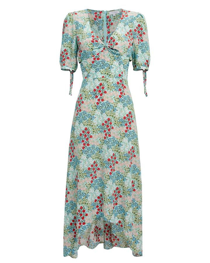 Exclusive For Intermix Intermix Nessa Printed High-low Dress Turquoise Floral 6