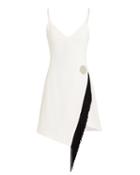 David Koma Fringe Detail White Cami Dress Blk/wht 6