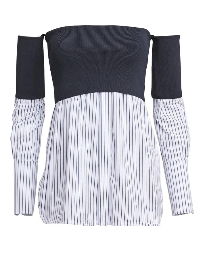 Victoria Victoria Beckham Victoria, Victoria Beckham Off Shoulder Striped Top Navy/white 12