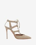 Aquazzura Belair Lace Up Suede Pump: Grey