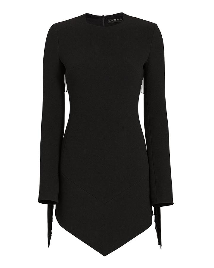 David Koma Fringe Open Back Mini Dress Black 6