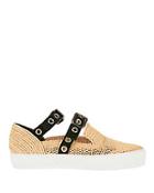 Robert Clergerie X Self-portrait Grommet Strap Raffia Sneakers