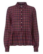 Birds Of Paradis X Trovata Red Plaid Peplum Shirt
