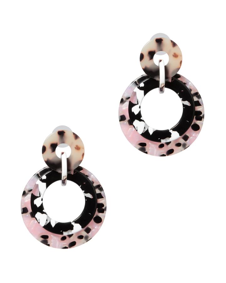 Lele Sadoughi Banded Interlocking Hoop Earrings Multi 1size