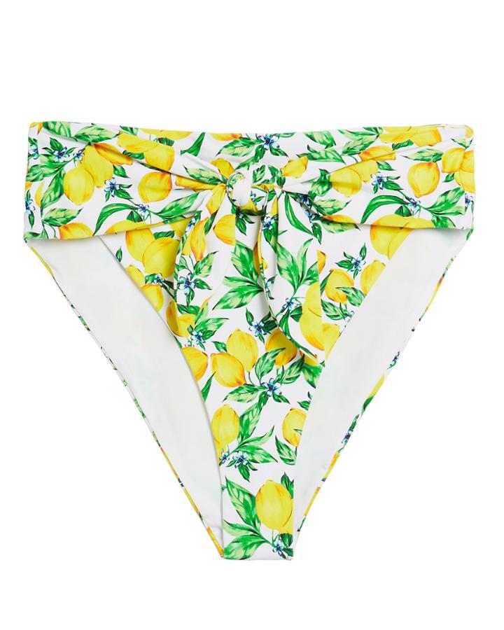 Onia Riviera High-waisted Bikini Bottom Yellow/white/green P