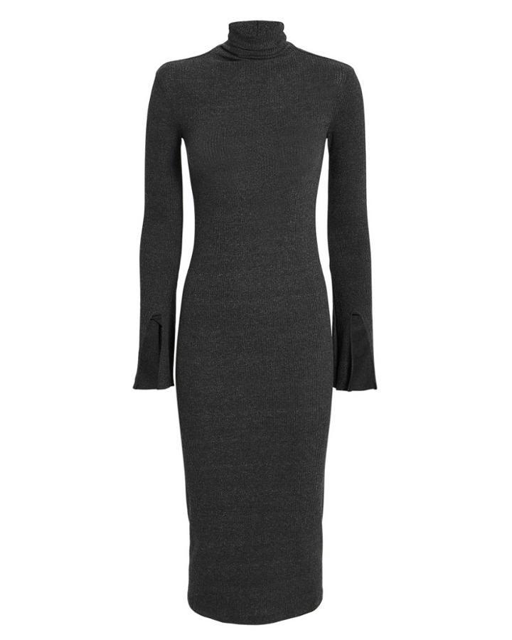 Enza Costa Split Sleeve Turtleneck Dress Grey S