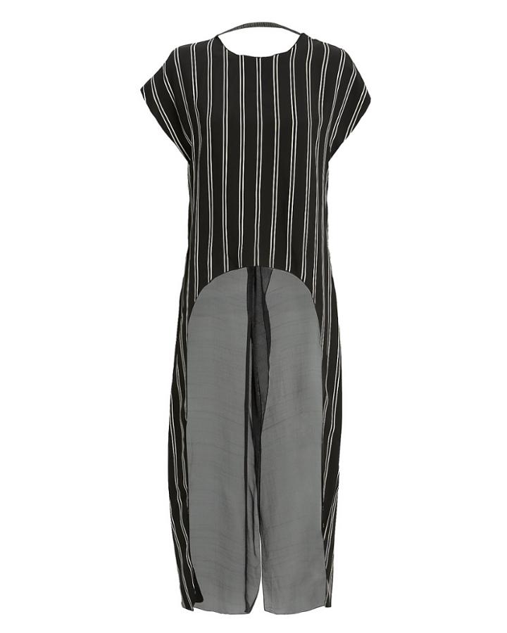 Esteban Cortazar Striped Satin Cape Top Blk/wht 38