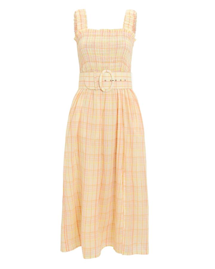 Nicholas Smocked Apron Dress Yellow Plaid Zero