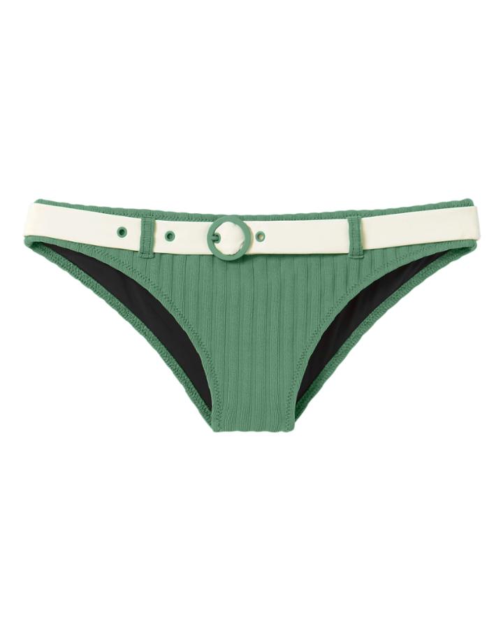 Solid & Striped Rachel Emerald Belted Rib Bikini Bottom Emerald L