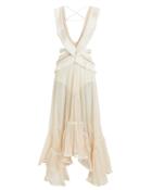 Patbo Fringe Mesh Cutout Dress Ivory M