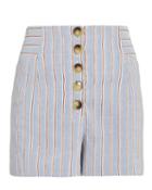 Exclusive For Intermix Intermix Delany Striped Linen High Waist Shorts Blue-lt Zero