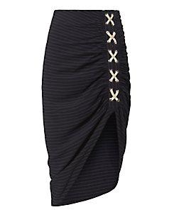 Veronica Beard Marlow Lace-up Ruched Skirt