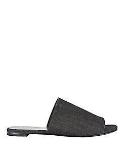Robert Clergerie Black Denim Flat Slides