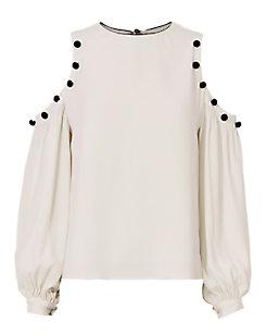 Alexis Erica Velvet Button Cold Shoulder Blouse