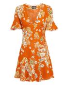 Nicholas Orange Floral Godet Mini Dress Orange 8
