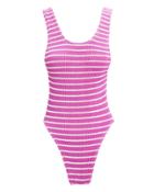 Bond Eye Maxam Berry Striped One Piece Swimsuit Berry/white 1size