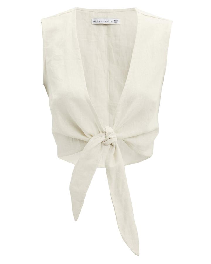 Faithfull The Brand Marcie Tie Top Ivory S