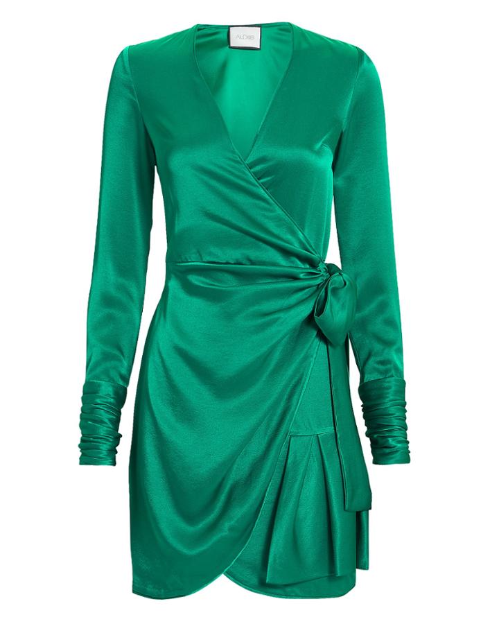 Alexis Komosa Emerald Wrap Mini Dress Emerald Green S