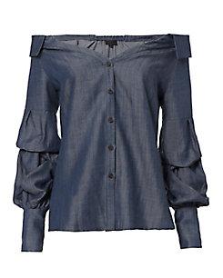 Exclusive For Intermix Beatriz Off Shoulder Chambray Top