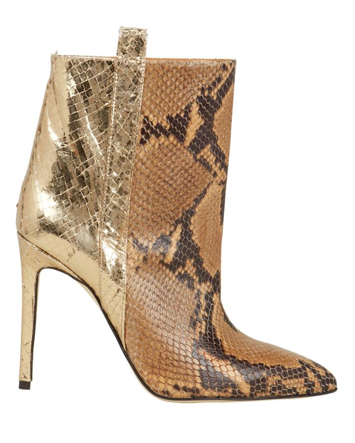 Paris Texas Two Tone Snakeskin Booties Brown/gold 37