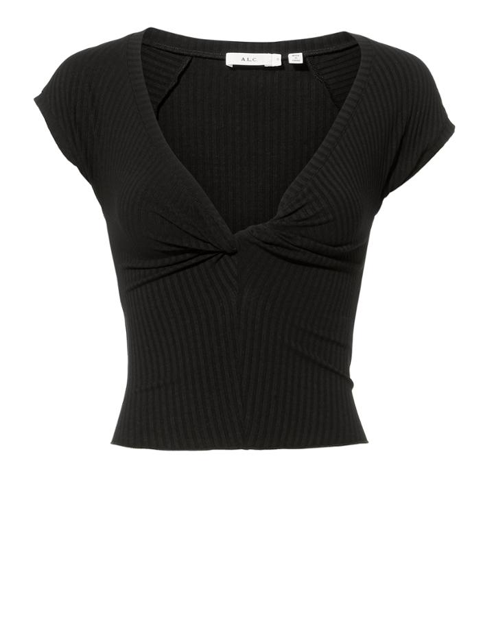 Alc A.l.c. Sabina Twist Front Black Crop Top Black L