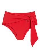Jonathan Simkhai Tie Belt High Waist Bikini Bottom Red S