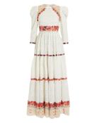 Ulla Johnson Salma Embroidered Dress White/pink/red Floral 6