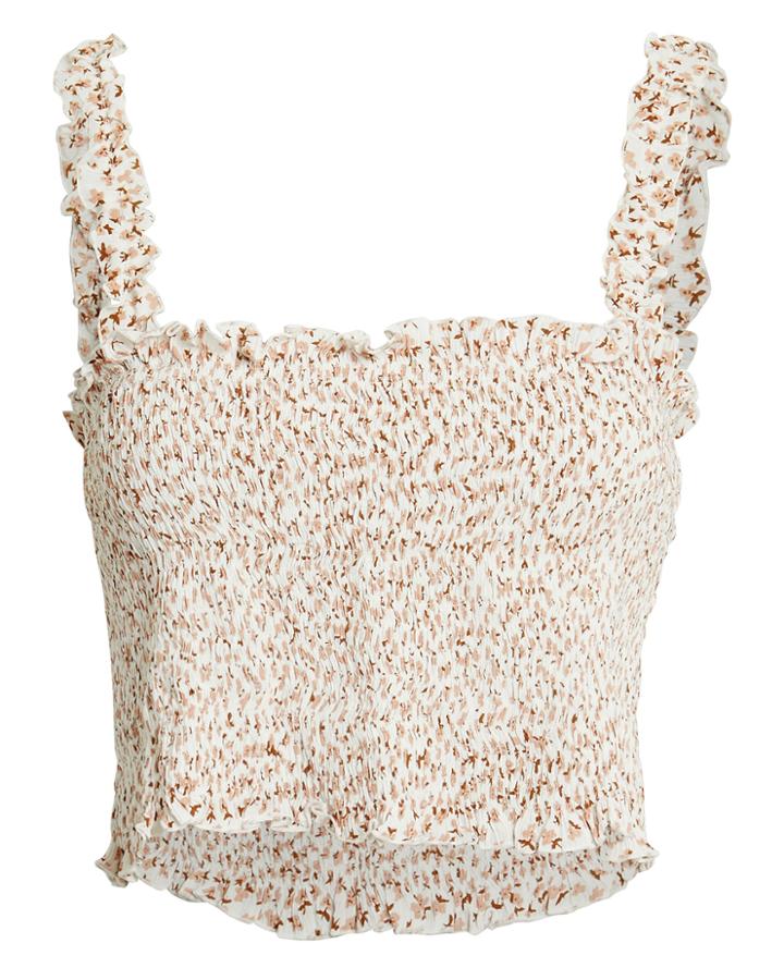 Faithfull The Brand Rowe Shirred Top Beige Floral P
