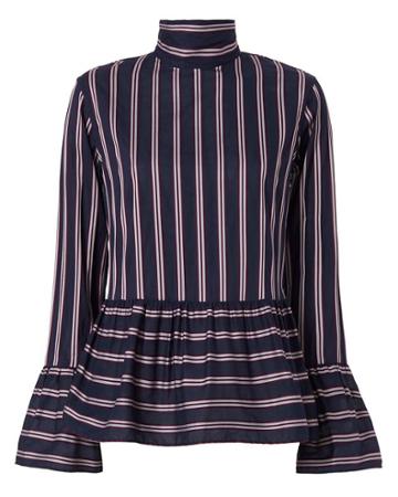 Le Sarte Pettegole Ruffled Woven Stripe Blouse