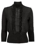 Alberta Ferretti Lace Ruffle Front Top Black 42