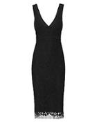 Victoria Beckham V-neck Lace Fitted Dress